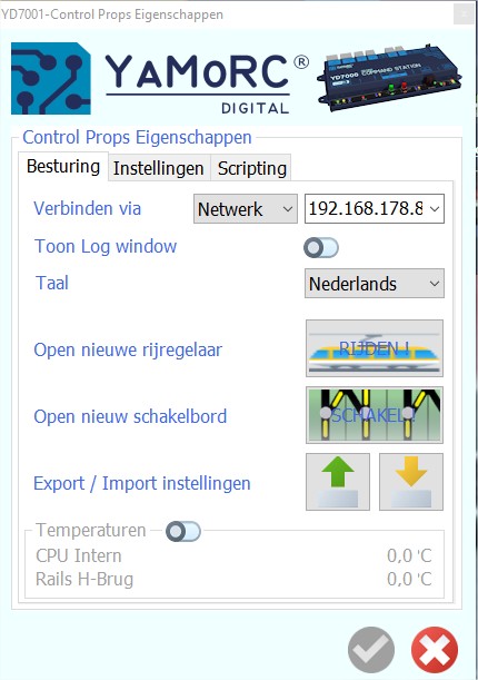 Instelling YD7001 via Netwerk