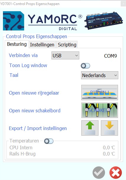 Instelling YD7001 via USB